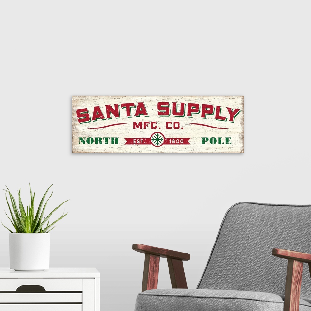 A modern room featuring Vintage holiday signage will capture Christmas Past.