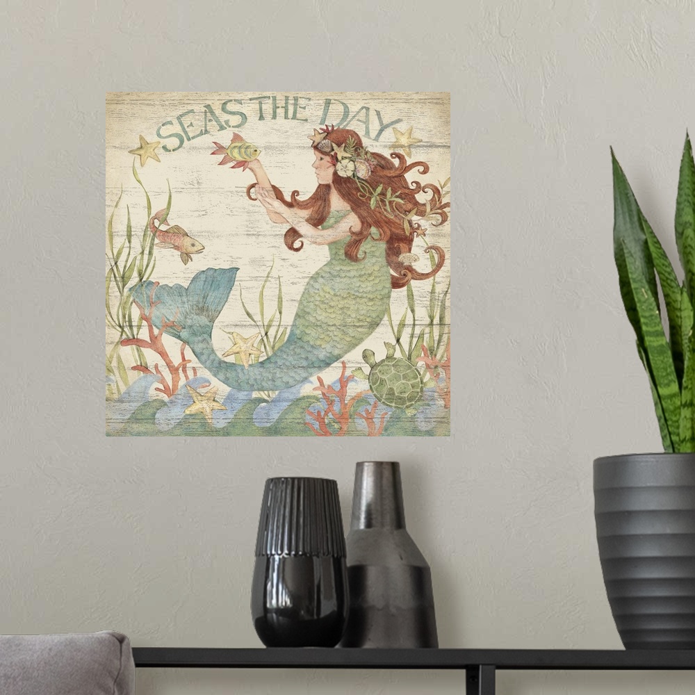 A modern room featuring The magical mermaid captures the spirit of the sea.