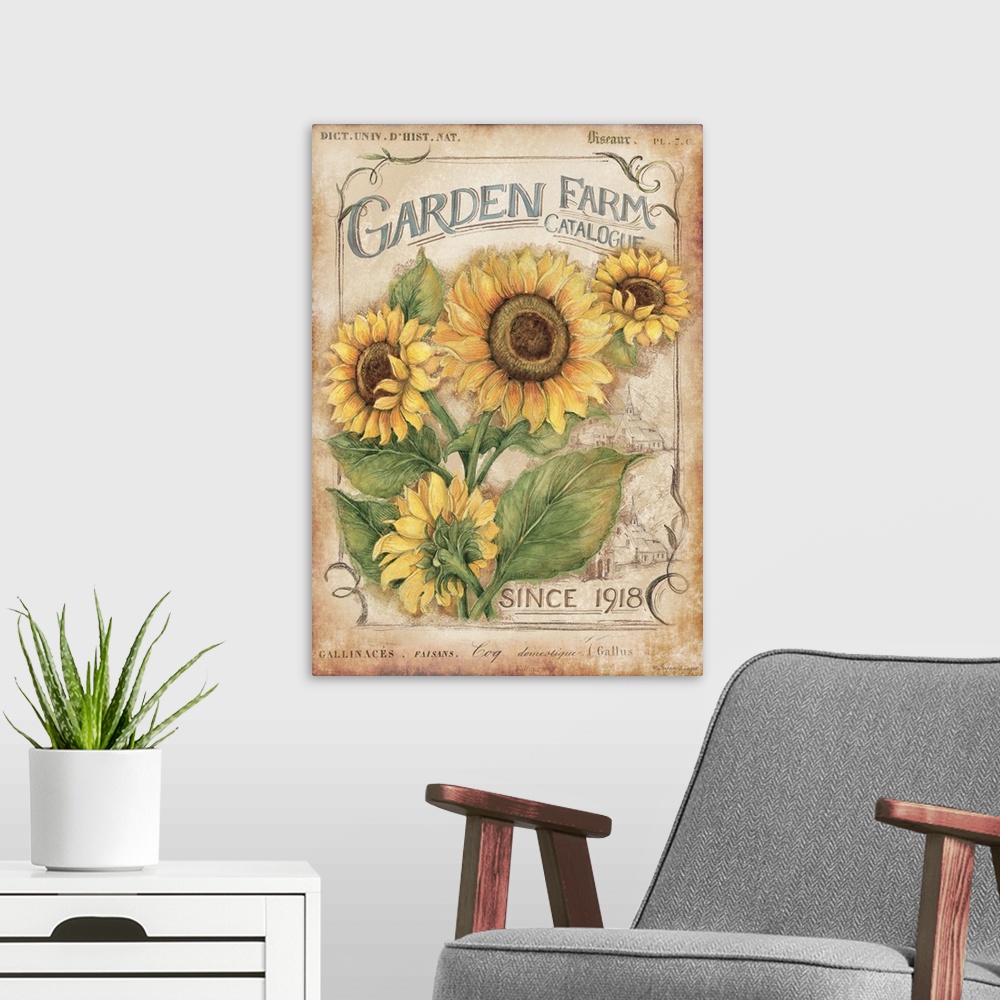 A modern room featuring Vintage seed packets send us back in time to harvests of past times.
