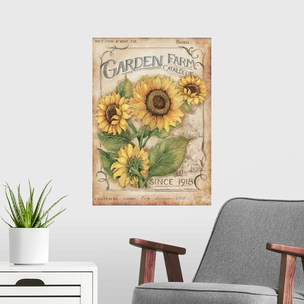 A modern room featuring Vintage seed packets send us back in time to harvests of past times.