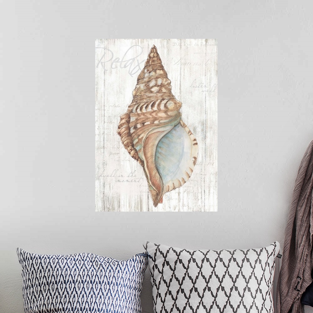 A bohemian room featuring Beautiful imagery from the sea for a classic coastal decor with a faux wood treatment.
