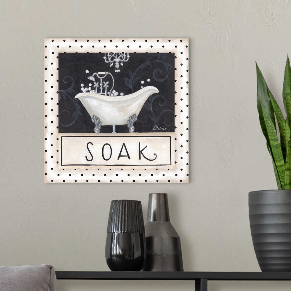 A modern room featuring Fun sign art for any Bathroom!