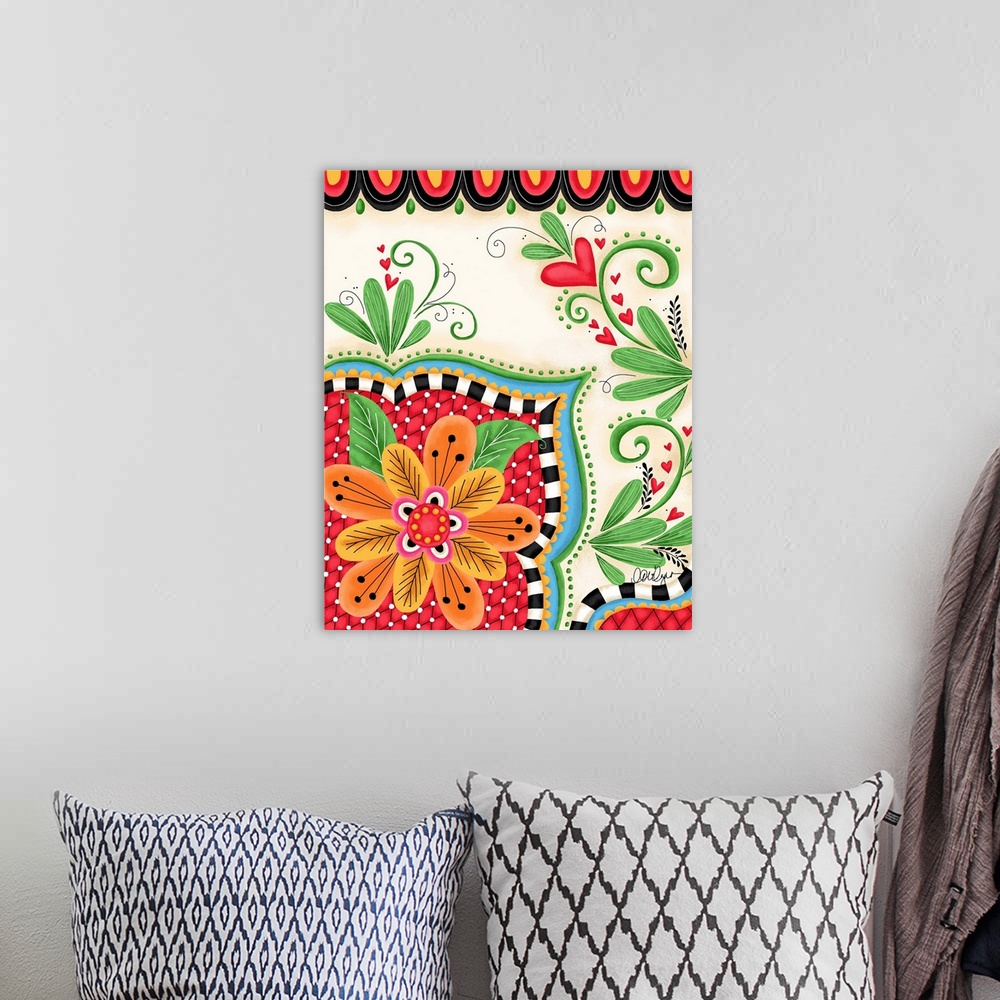 A bohemian room featuring Fanciful patterns with a fashion-forward palette, great for any room or decor.