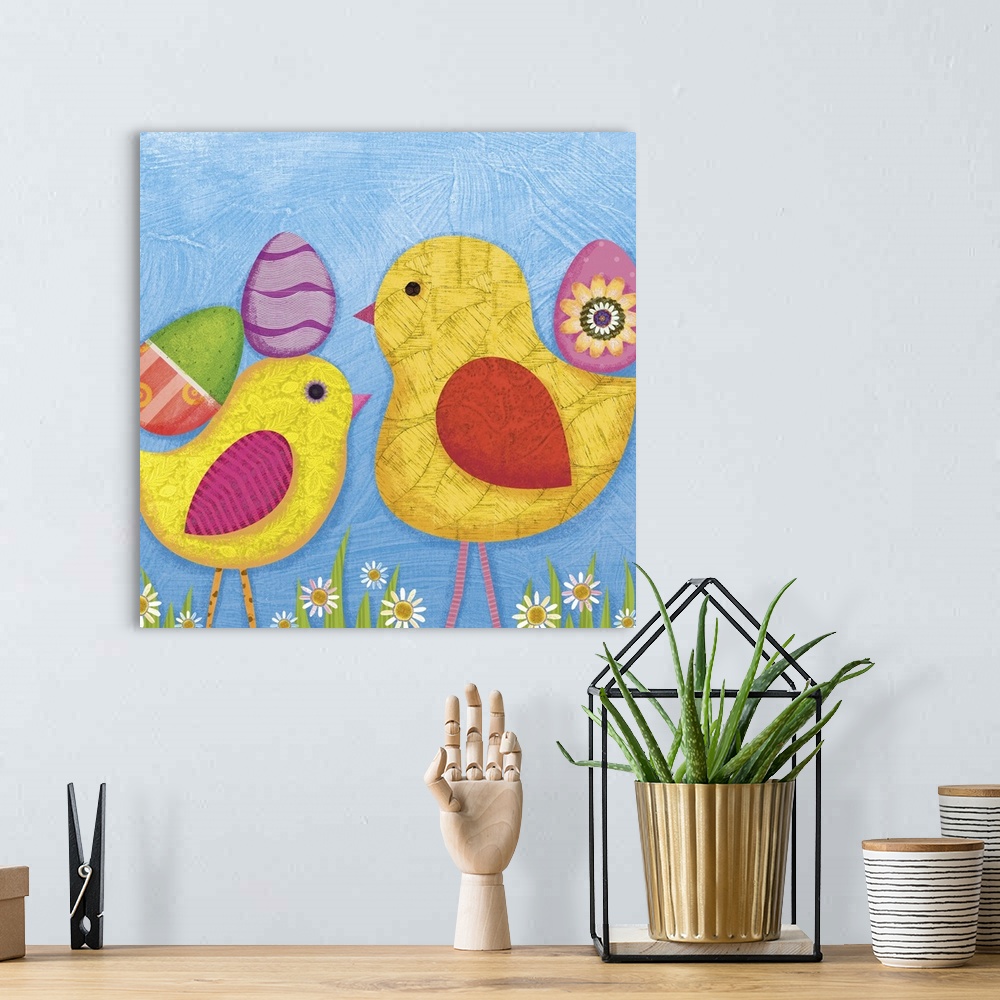 A bohemian room featuring Playful art with bright, bold and happy critters.  Perfect for kids room or playroom.