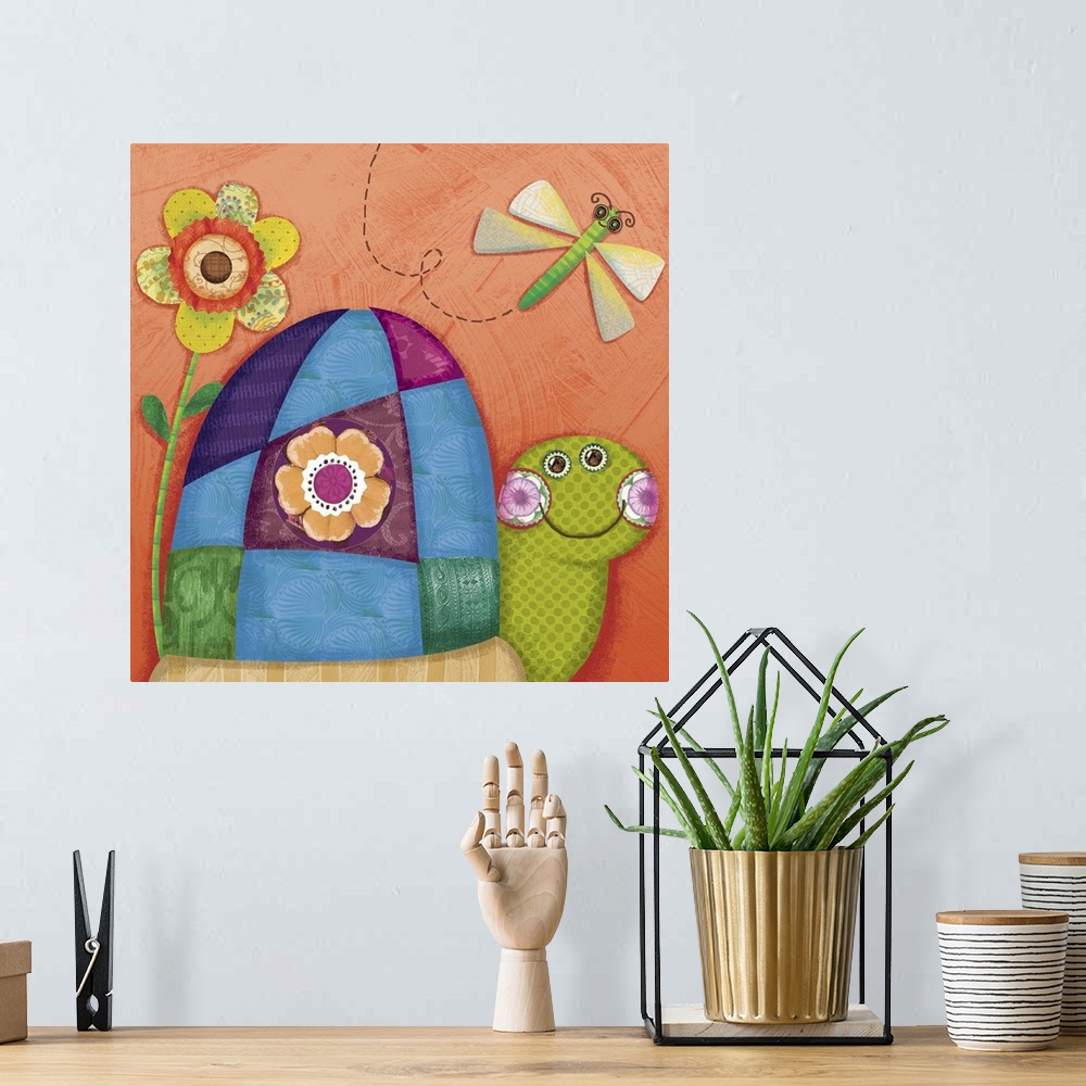 A bohemian room featuring Playful art with bright, bold and happy critters.  Perfect for kids room or playroom.