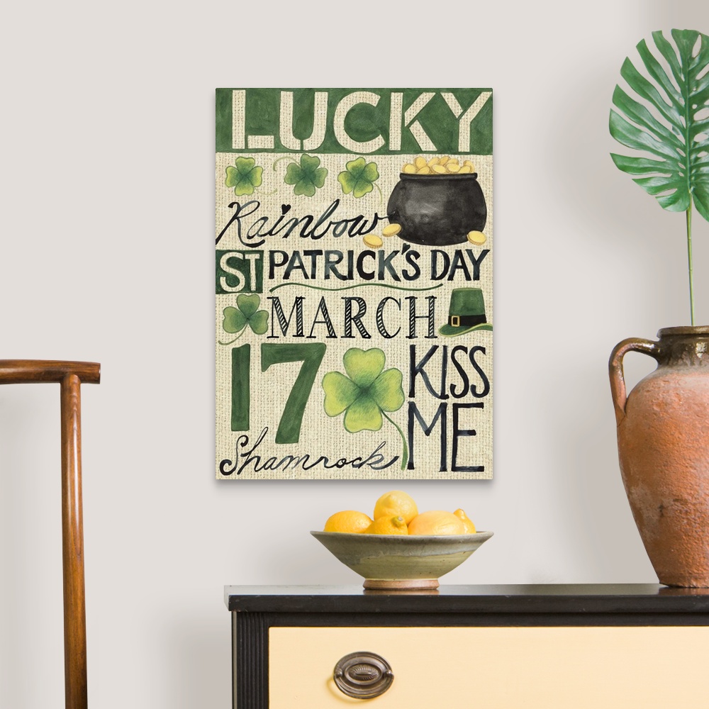 A traditional room featuring Everyone is Irish with this St. Patrick's Day inspired art.