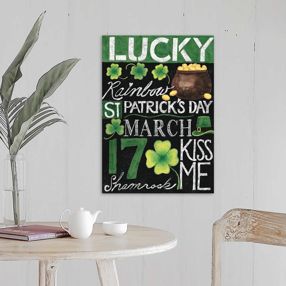 A farmhouse room featuring Everyone is Irish with this St. Patrick's Day inspired art.
