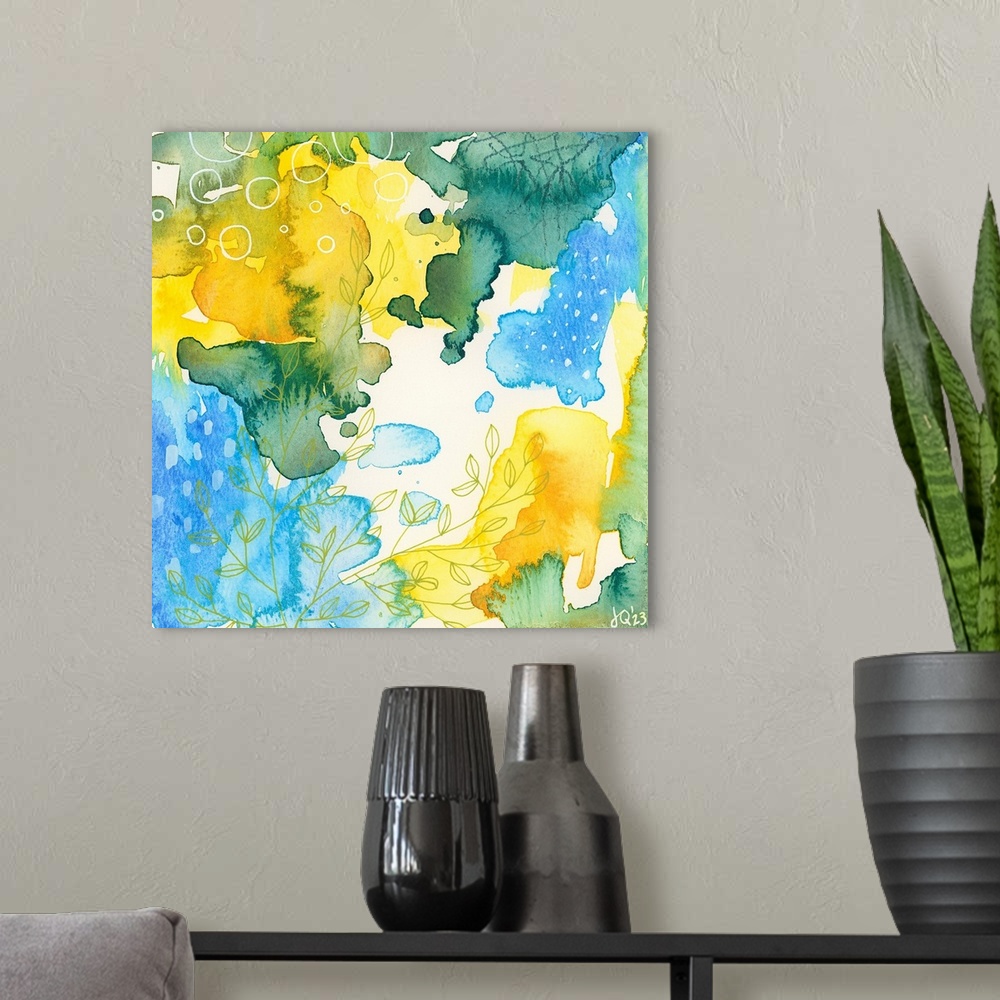 A modern room featuring A dynamic and fluid abstract that will go with any decor and in any room!