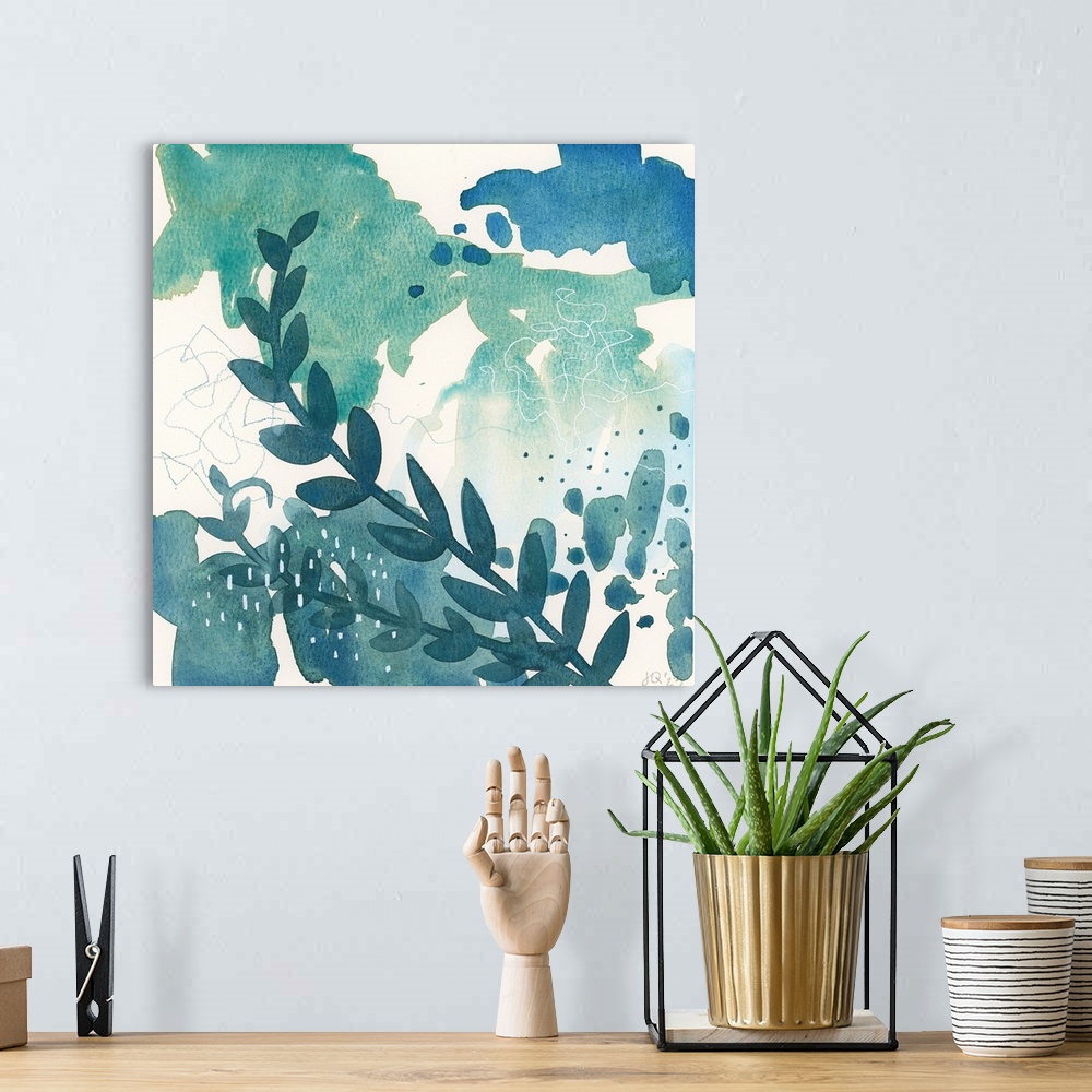 A bohemian room featuring A dynamic and fluid abstract that will go with any decor and in any room!