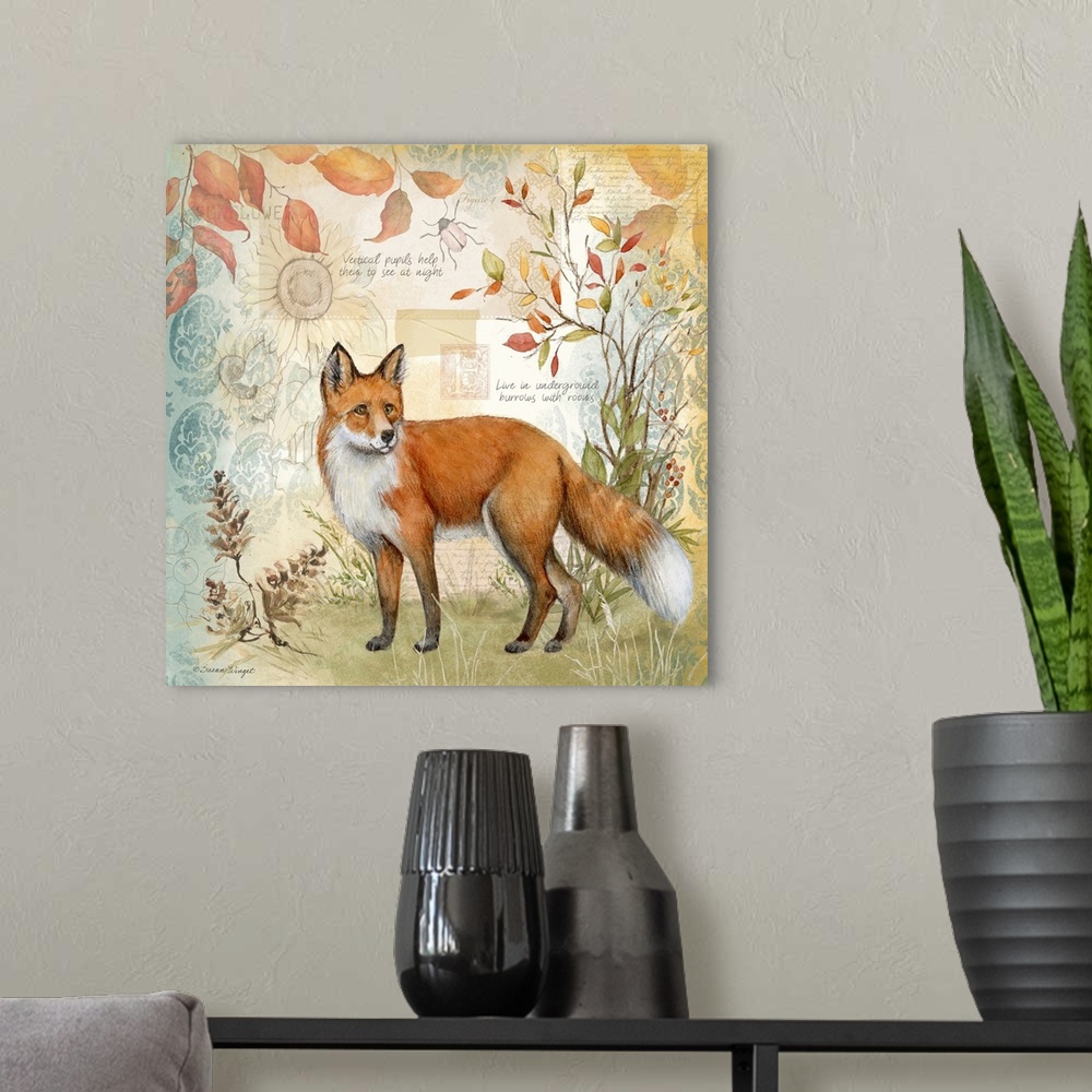 A modern room featuring The classic fox is featured in this nature botanical.