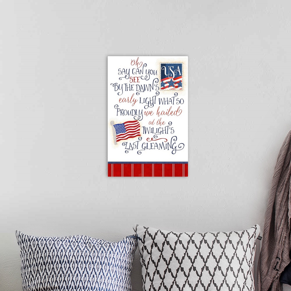 A bohemian room featuring A tribute to our national anthem and patriotic spirit!