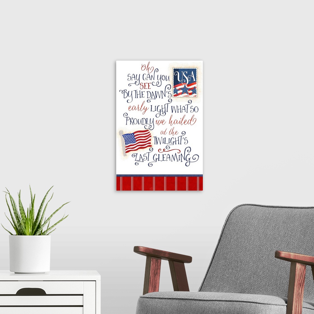A modern room featuring A tribute to our national anthem and patriotic spirit!