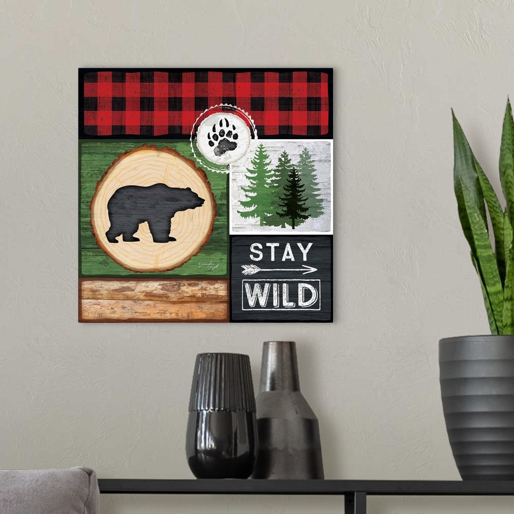 A modern room featuring Stay Wild