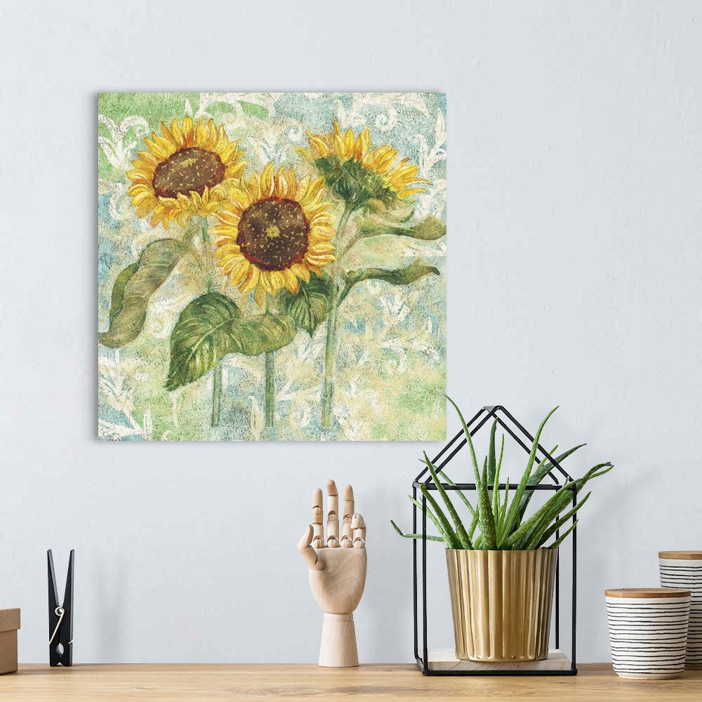 A bohemian room featuring Beautiful sunflowers add an elegant floral touch to any room