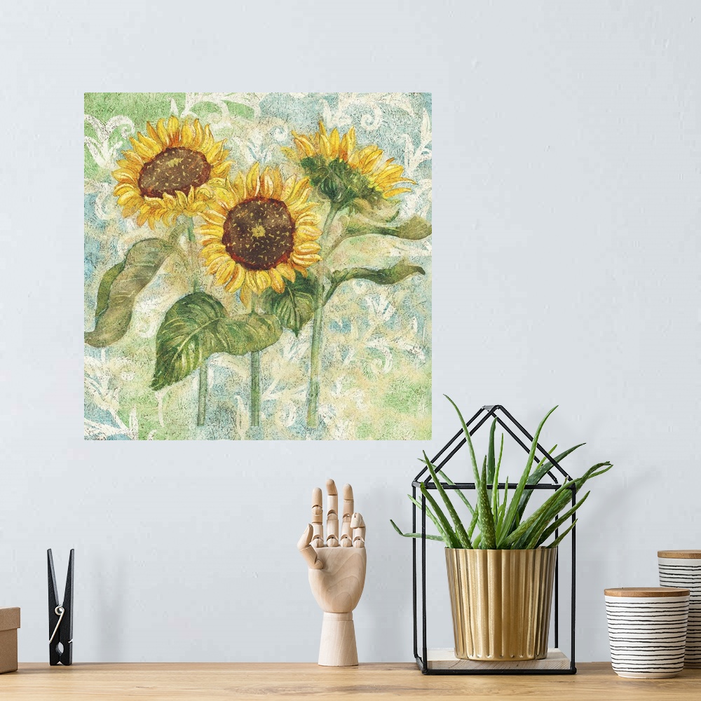A bohemian room featuring Beautiful sunflowers add an elegant floral touch to any room
