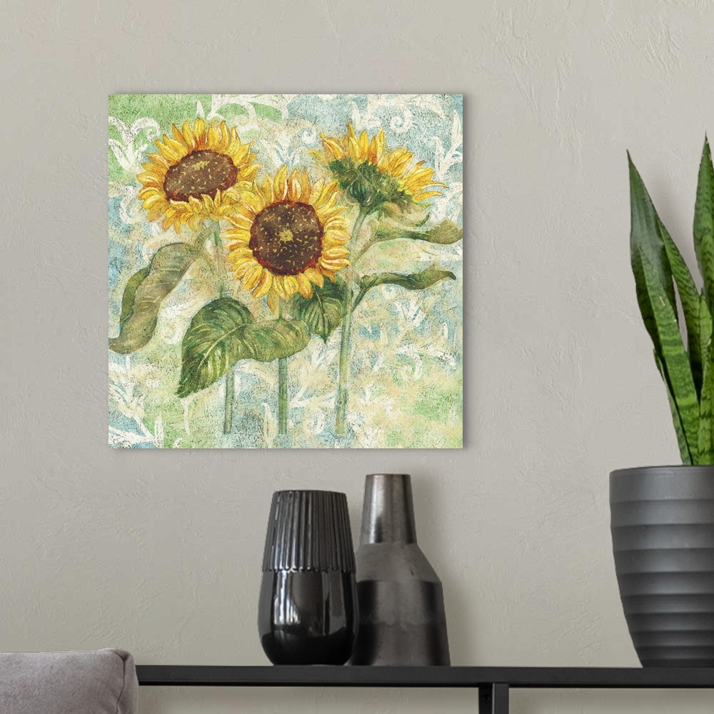 A modern room featuring Beautiful sunflowers add an elegant floral touch to any room