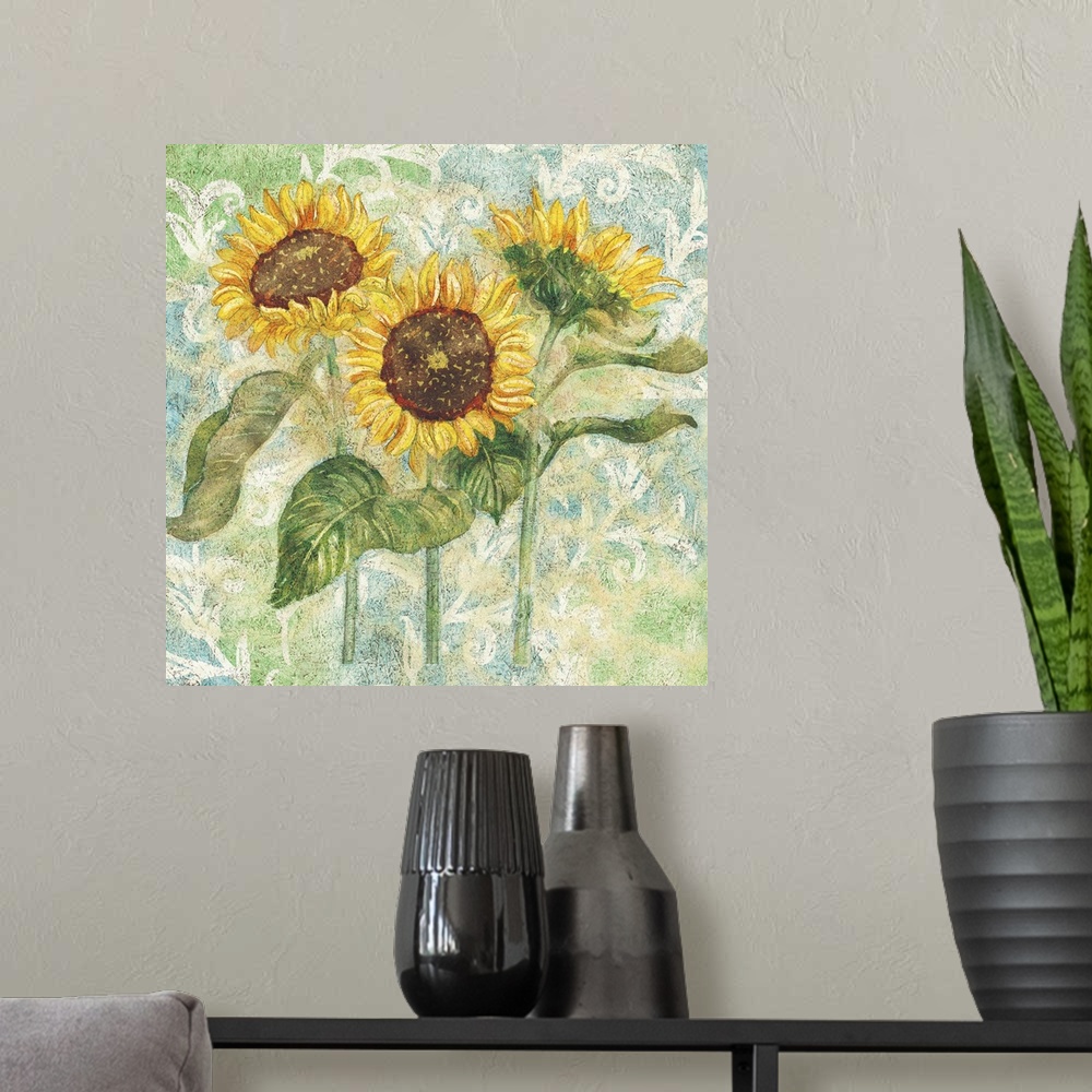 A modern room featuring Beautiful sunflowers add an elegant floral touch to any room