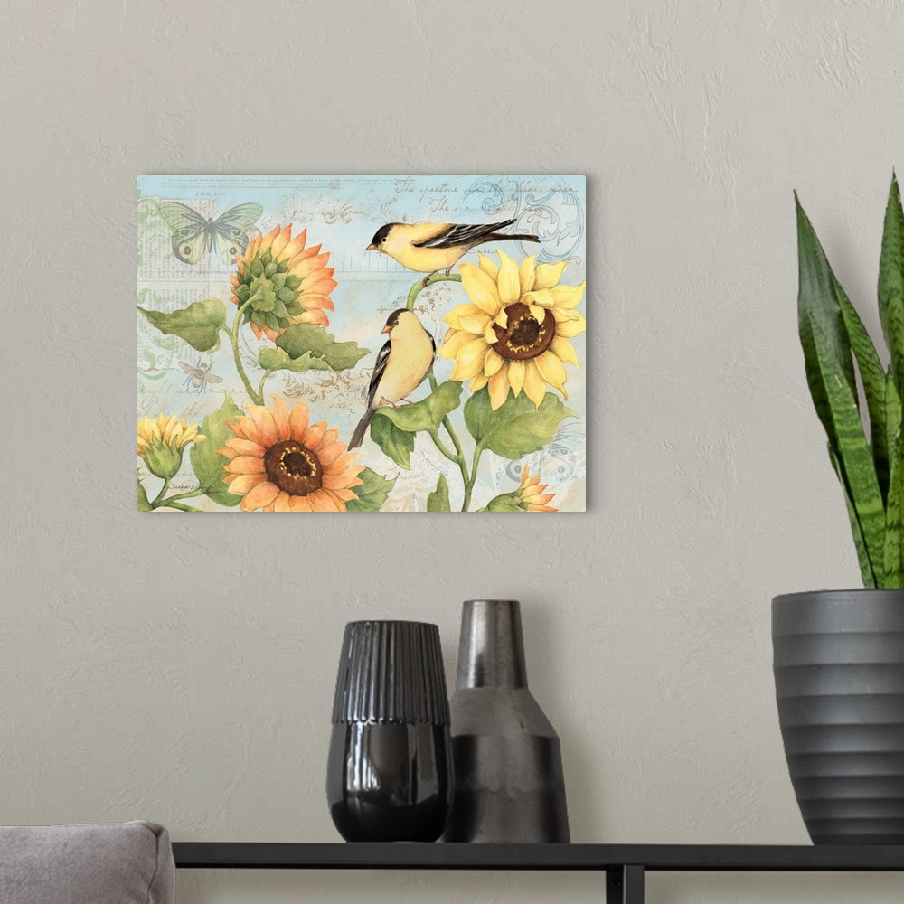 A modern room featuring Lovely bird art subtly infuses nature into the home.