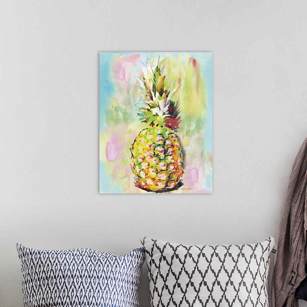 A bohemian room featuring The pineapple is the symbol of hospitality - a warm and sunny fruit.