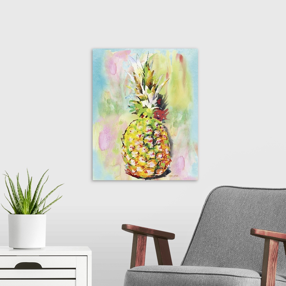 A modern room featuring The pineapple is the symbol of hospitality - a warm and sunny fruit.