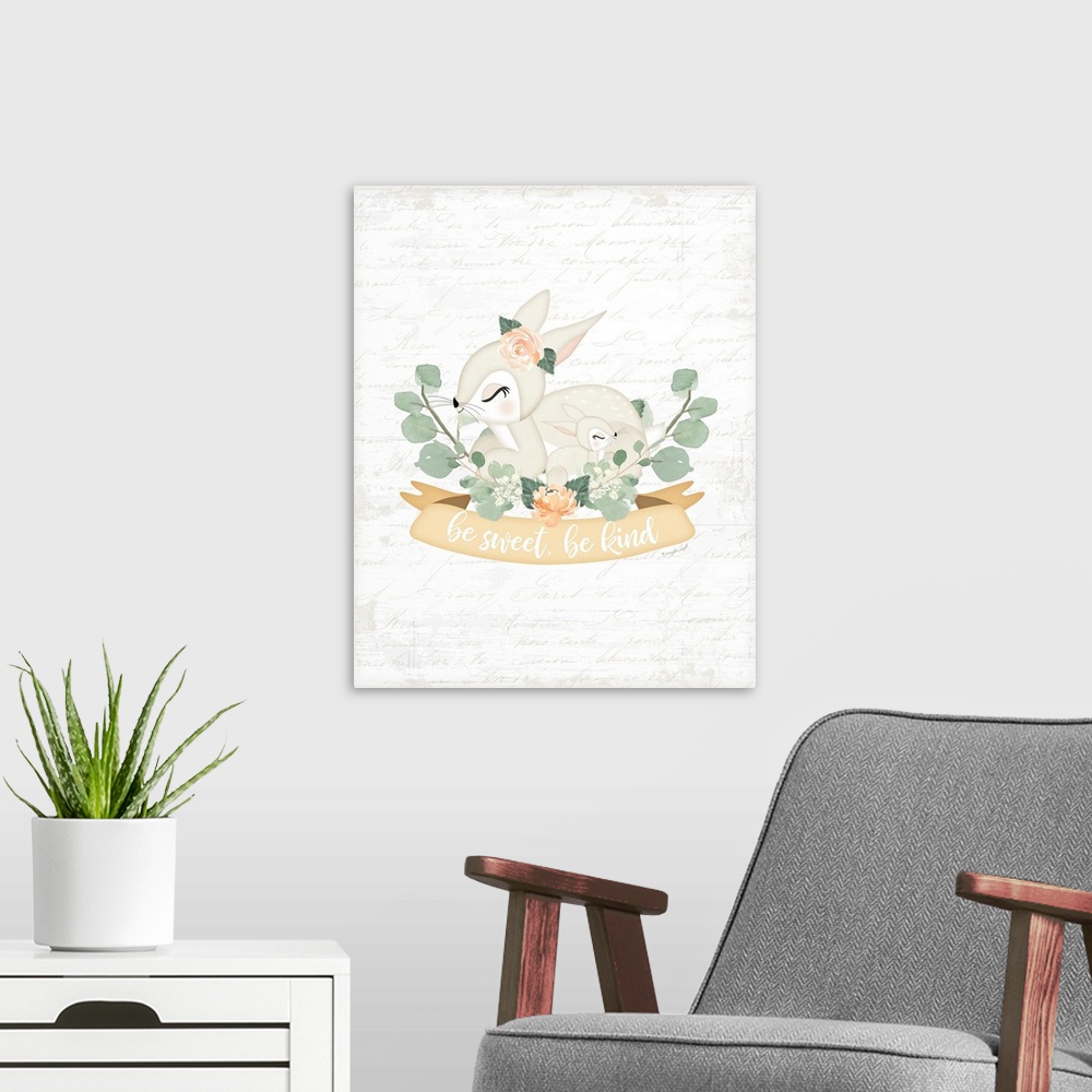 A modern room featuring Sweet Little Bunny