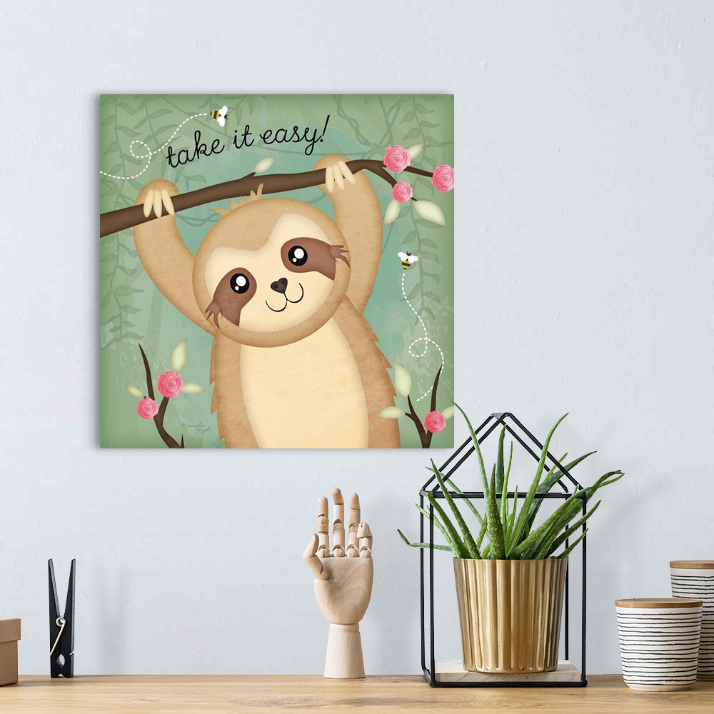 A bohemian room featuring Take It Easy Sloth