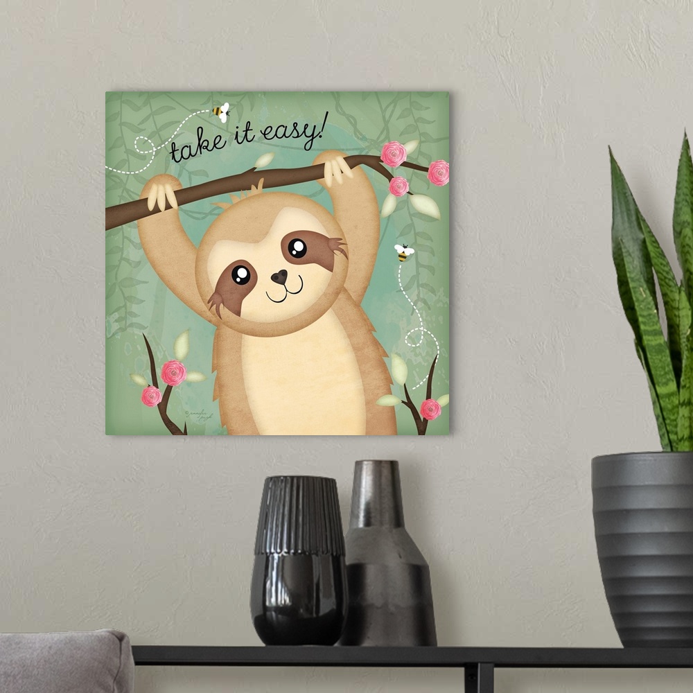 A modern room featuring Take It Easy Sloth