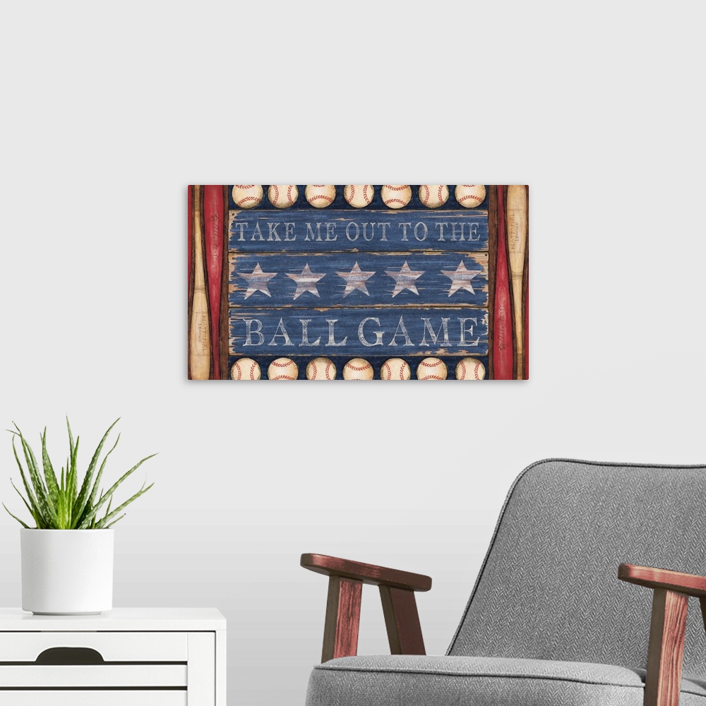 A modern room featuring America's favorite pastime, Baseball!