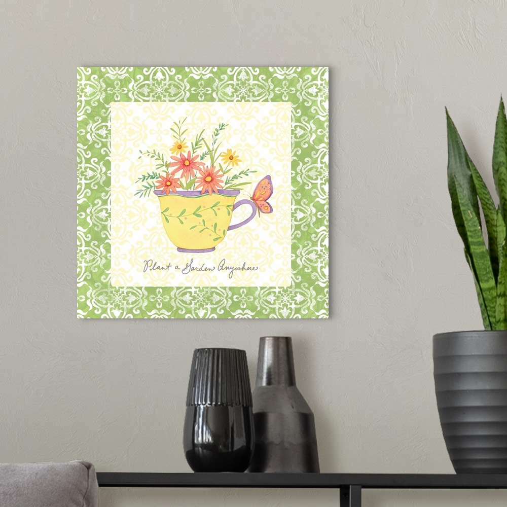 A modern room featuring Charming and sentimental teacup image adds sweetness to the kitchen!