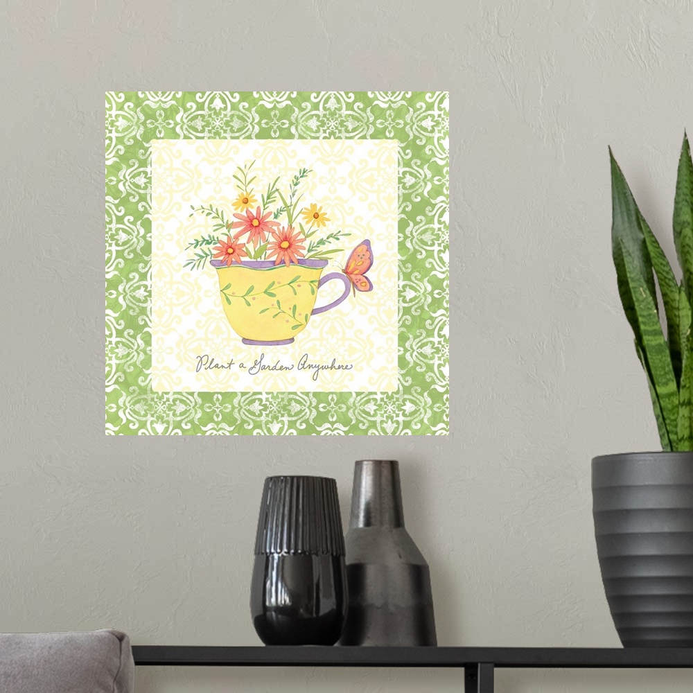 A modern room featuring Charming and sentimental teacup image adds sweetness to the kitchen!