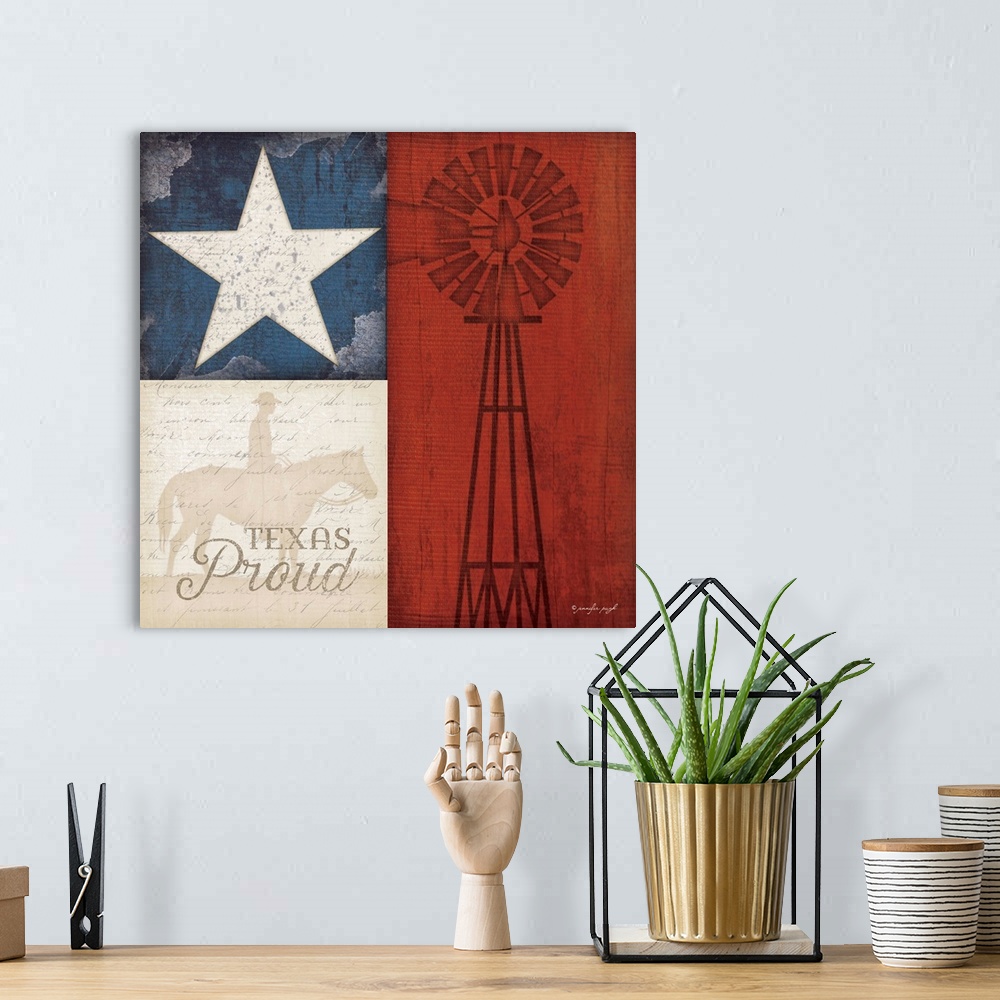 A bohemian room featuring Texas Proud