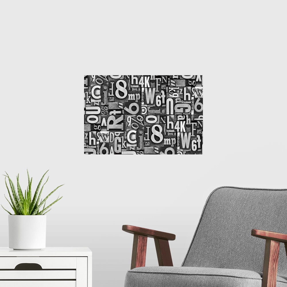 A modern room featuring Keys, letters and symbols are turned into edgy decor for home or office