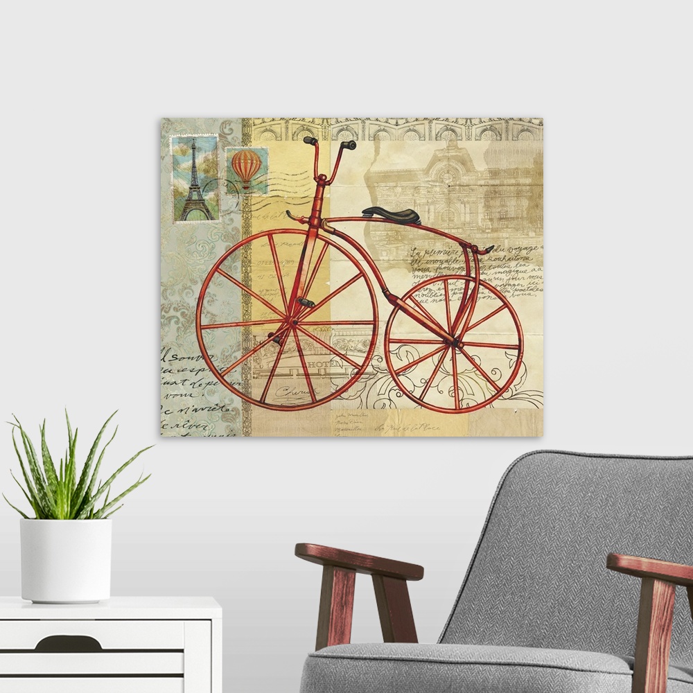 A modern room featuring Vintage Travel motif perfect for den, study, office and more