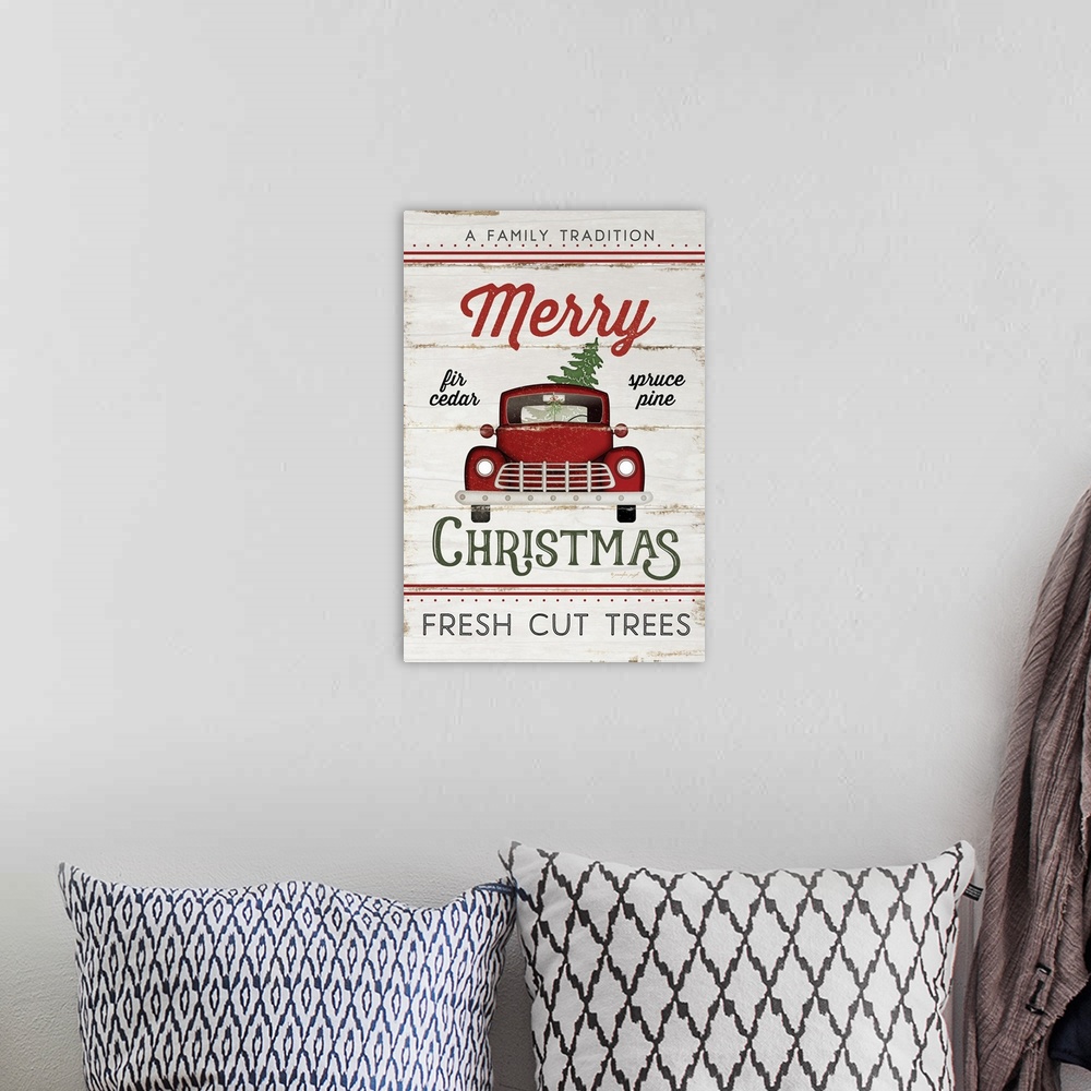 A bohemian room featuring Vintage Truck Merry Christmas