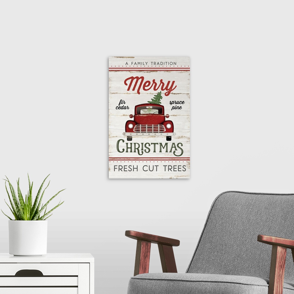 A modern room featuring Vintage Truck Merry Christmas
