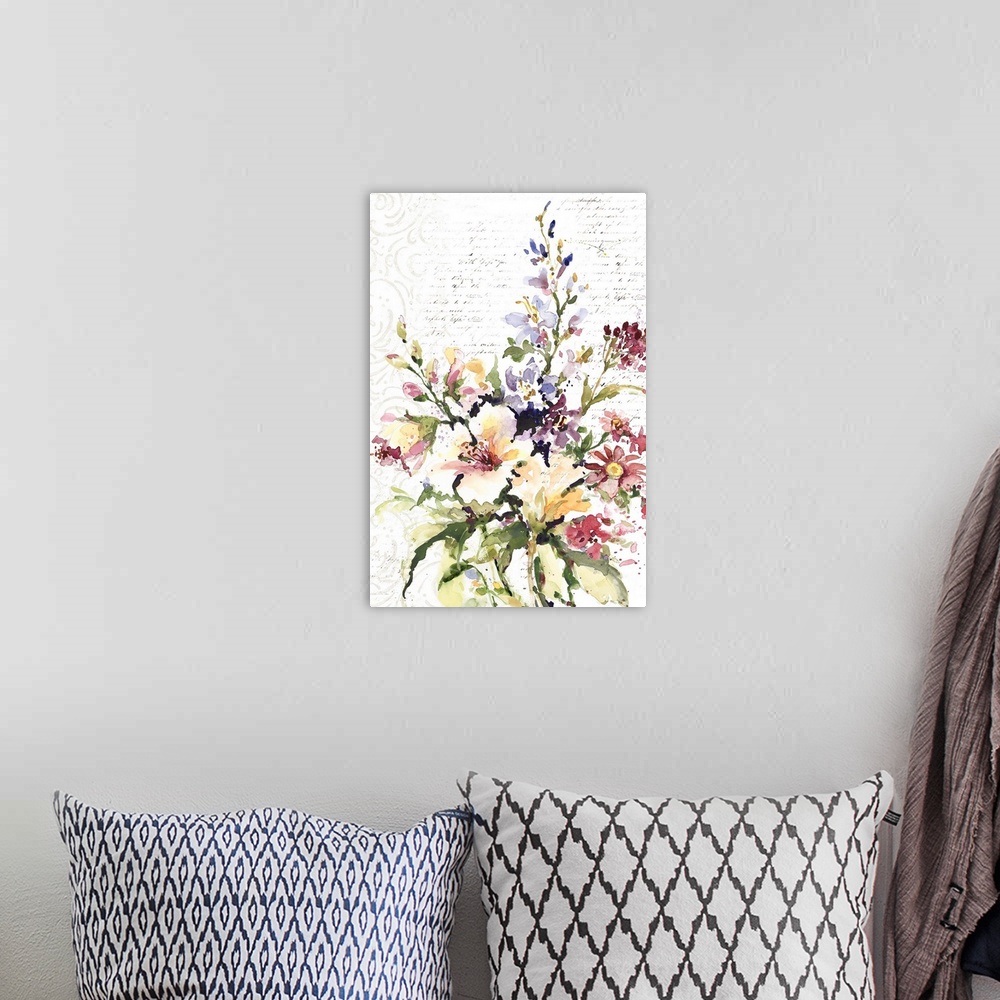 A bohemian room featuring A loosely exquisite watercolor captures the beauty of nature