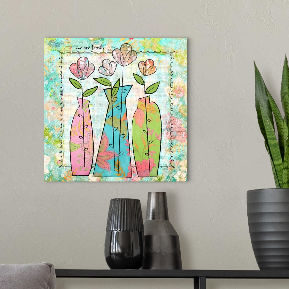 A modern room featuring whimsical floral art for any room décor