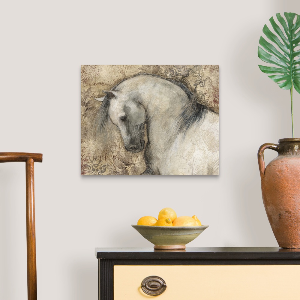 A traditional room featuring Striking horse painting captures the grace and beauty of this majestic animal.