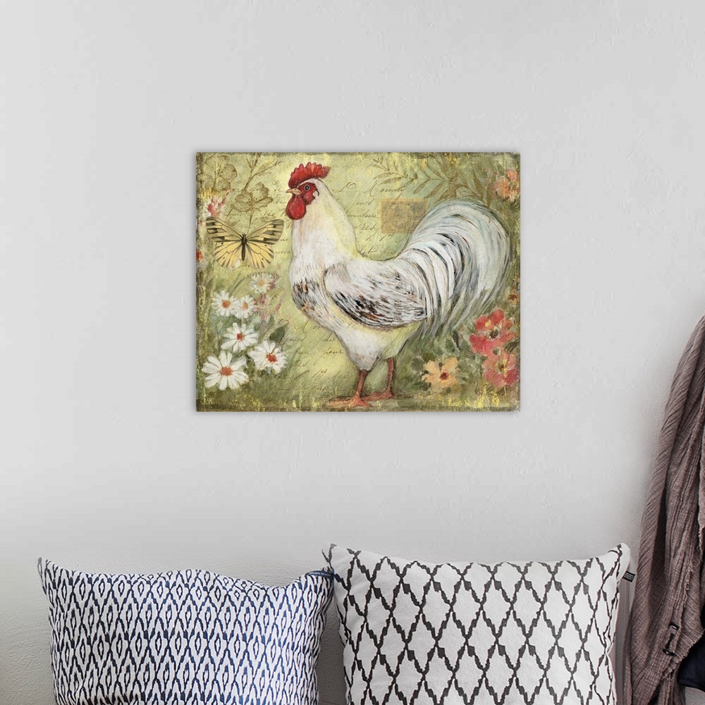 A bohemian room featuring This elegant Rooster image adds a stunning accent to your kitchen or dining room.
