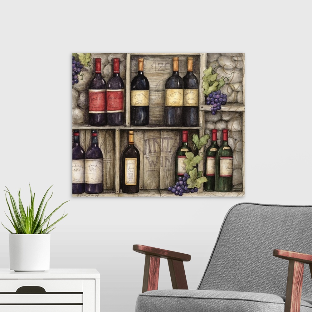 A modern room featuring Wine vignette that makes a tasteful statement to any decor.