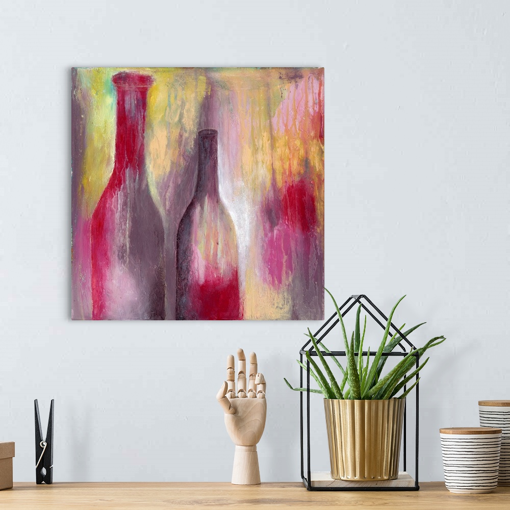 A bohemian room featuring Abstract wine tableau offers a unique take on a popular theme.