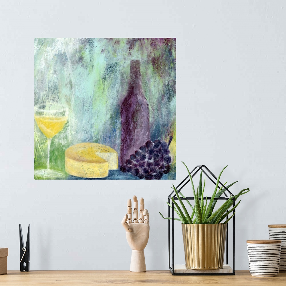 A bohemian room featuring Abstract wine tableau offers a unique take on a popular theme