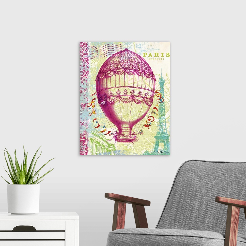 A modern room featuring Stylized and visually stimulating depiction of World's Fair motifs
