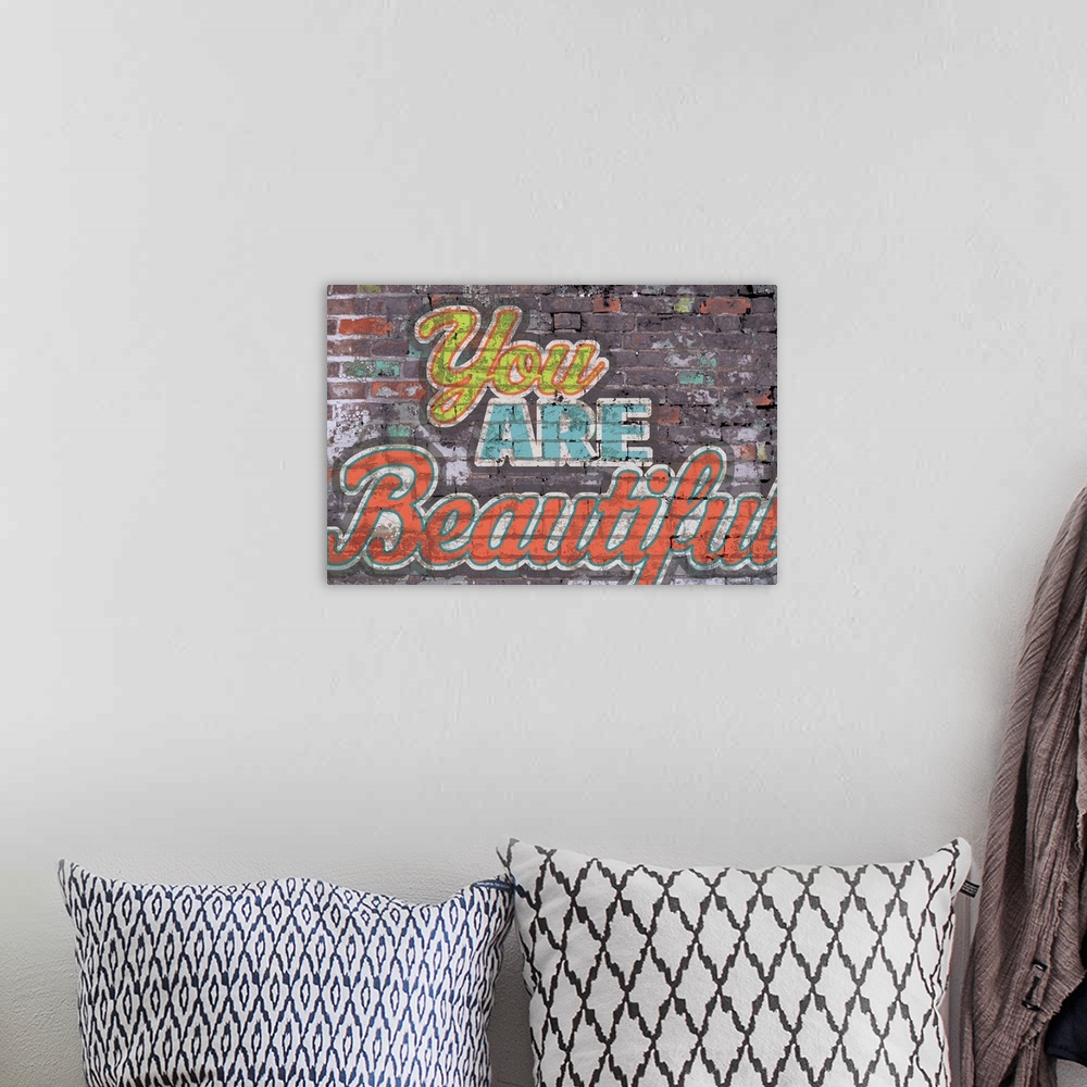 A bohemian room featuring Grafitti-inspired art style adds an edgy on-trend decor to your home or office.