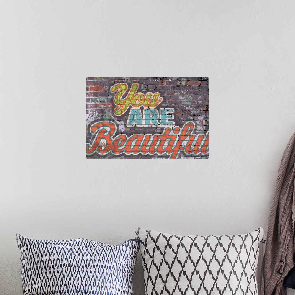 A bohemian room featuring Grafitti-inspired art style adds an edgy on-trend decor to your home or office.