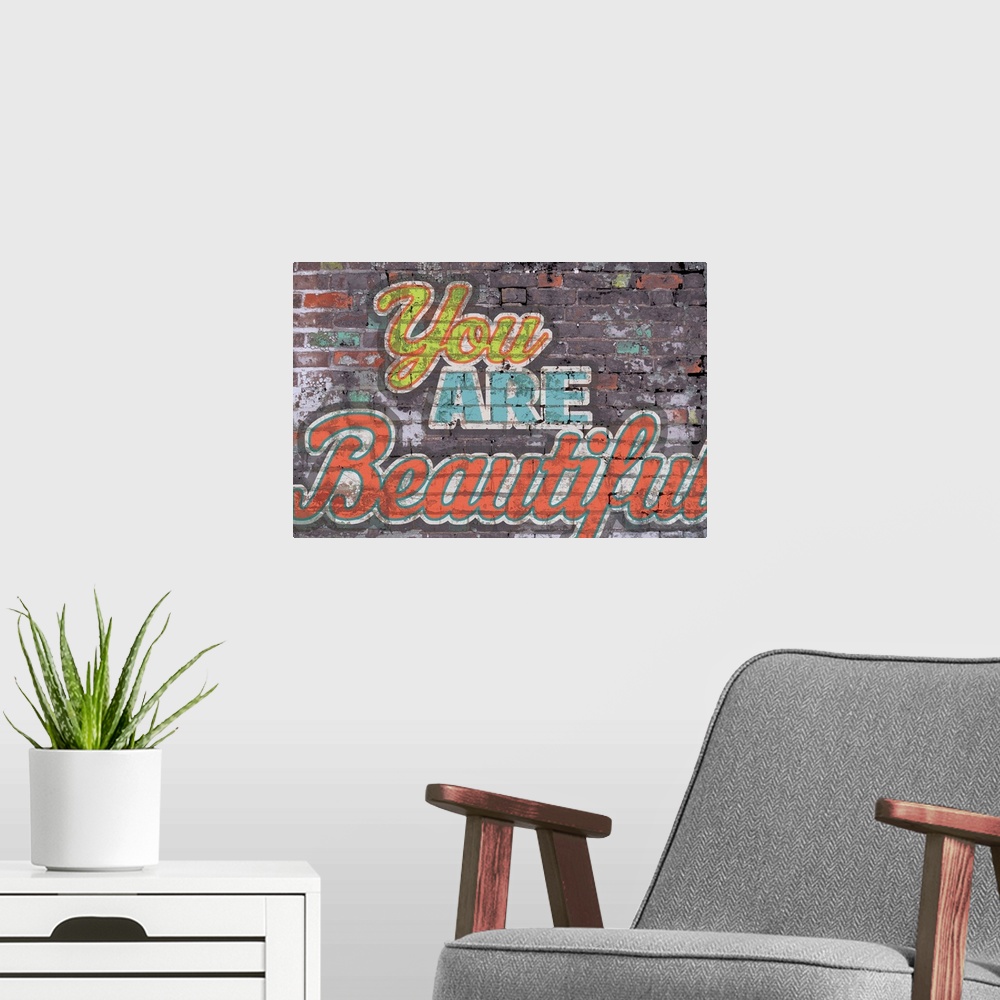 A modern room featuring Grafitti-inspired art style adds an edgy on-trend decor to your home or office.