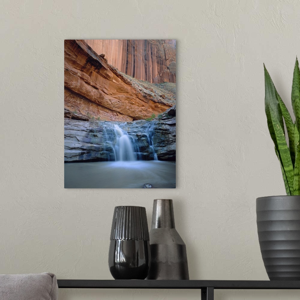 A modern room featuring A waterfall on the Escalante River in Coyote Gulch, Grand Staircase-Escalante National Monument, ...