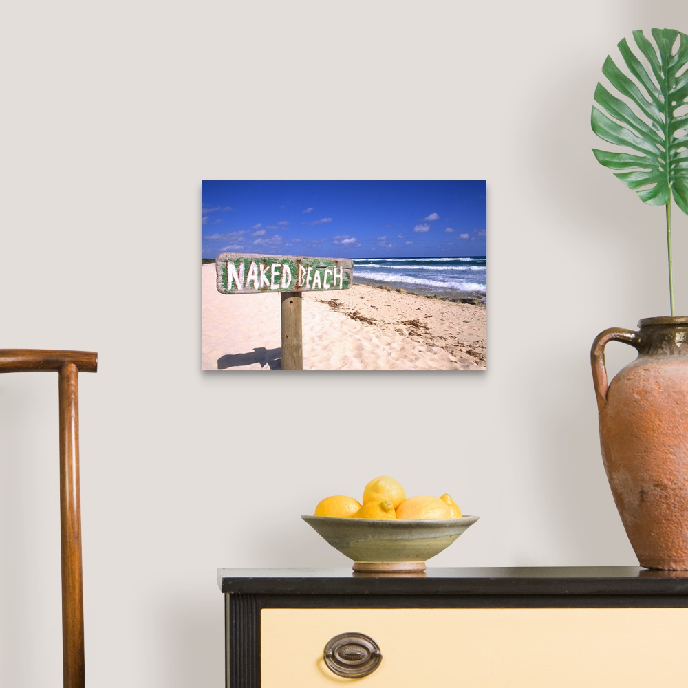 A traditional room featuring Abstract of naked beach sign in Cozumel Mexico.