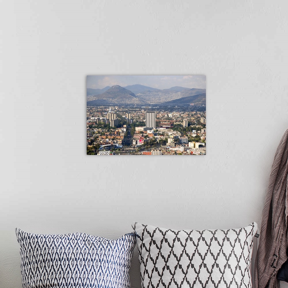 A bohemian room featuring Aerial view of Mexico City, Mexico.