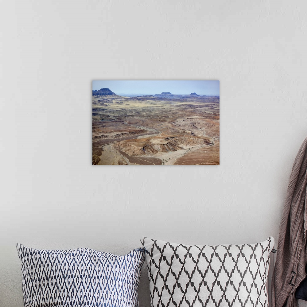 A bohemian room featuring Africa, Namibia, Damaraland. Aerial view of the mountains and red rocks of Damaraland.